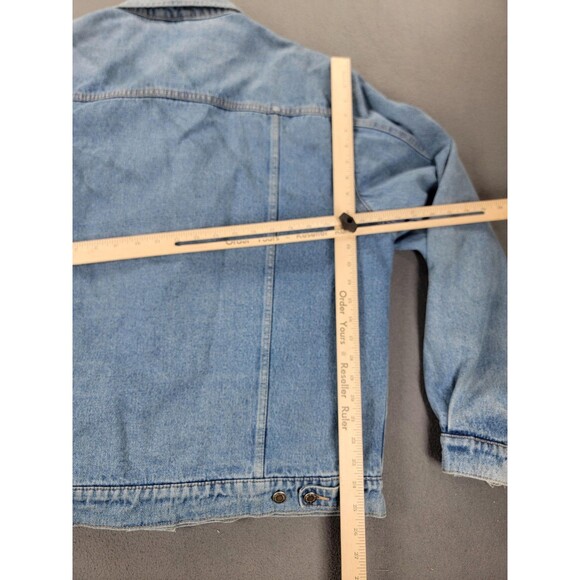Wrangler HERO Jacket Mens XLT Blue Denim Trucker Blanket Lined Button retro - Picture 11 of 12